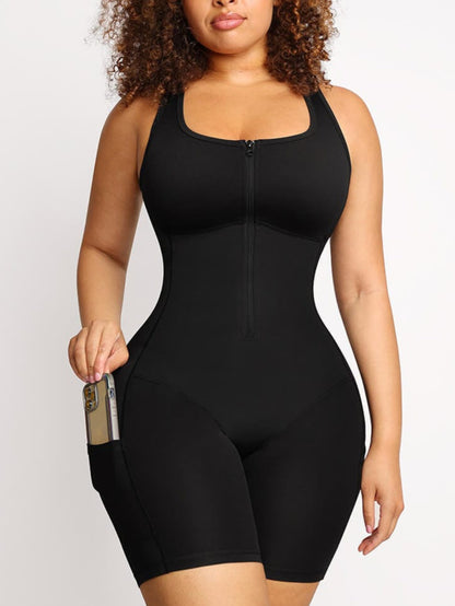 Wholesale Stretch Athletic Bodysuit With Pockets